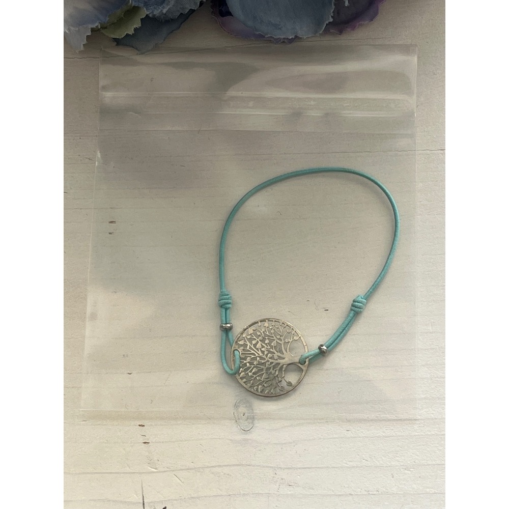 Tree of Life Bracelet Silver Tone Charm on Adjustable Cord Bracelet - Picture 5 of 5